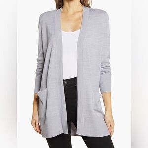 Nordstrom Light Gray Open Cardigan